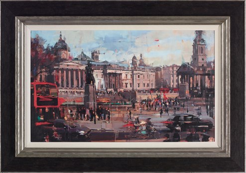 Trafalgar Square by Christian Hook - Framed Limited Edition Canvas on Board